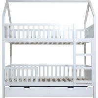 Litera casita + cama de arrastre madera blanco 90x190/90x190cm