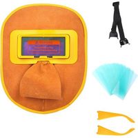 GARRYFIZH Casque de Soudage en Cuir Léger, Réglable et Résistant à la Chaleur - Visière Anti-éblouissement avec 10 Feuilles de Protection, Pour Arc Électrique et Gaz