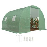 Serre tunnel de jardin 9 m² 3x3x2 m cadre acier bâche PE 4 fenêtres porte zippée vert