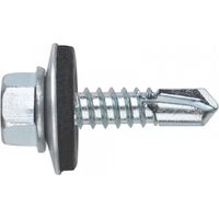 Selbstbohrende Schraube mit Sechskantkopf und Flansch - vulkanisierte Scheibe aus Stahl/EPDM - verzinkt 5,5 x 25 P16 - 1000 Stück in der Box