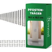 Novatool Lot de 10 douilles de sol en forme de H 101 x 101 x 600 mm, douilles de sol pour poteau de parasol, poteau de clôture, poteau en bois,