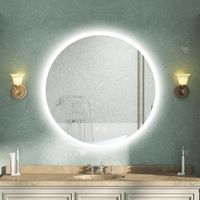 AVER-GROWTH 700mm Round Bathroom LED Mirror,Illuminated Makeup Mirror with Demister, 3 color Dimmable, Anti-fog, Touch Switch, IP44
