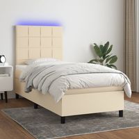 Boxspringbett mit Matratze & LED Creme 100x200 cm Stoff vidaXL