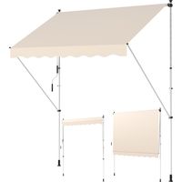 Toldo Manual Retráctil 300x150x170-280 cm con Altura Ajustable Manivela y Protección Solar para Terraza Beige