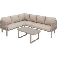 CAIziEnsemble de mobilier de jardin, 6 places, design d'angle, kaki