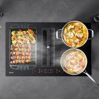 CIARRA - Piastra a induzione aspirante con cappa integrata 83cm, Classe A+, 500 m³/h, filtro al plasma, funzione Boost, timer, 4 fuochi modulabili CD834BBFBEH
