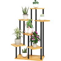 Support plantes 7 niveaux intérieur extérieur bois fibres naturelles plantes sol