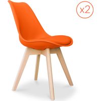 Set of 2 Denisse Scandinavian design chair with cushion - Matt Orange