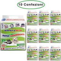 Amore mio tappetini igienici per cani cm 60x90 basic con polimeri 10 confezioni da 10 tappetini