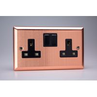 Varilight 2-Gang 13A Double Pole Socket, Brushed Copper Finish