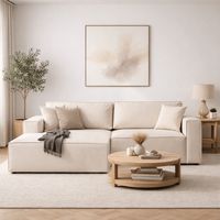 Schlafsofa aus beigem Stoff - mit Stauraum - linksseitig - 260 x