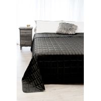 BEDSPREAD matelassé RASATELLO rayé COULEUR UNIE NOIR Double
