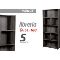 Graues Wand-Bücherregal aus Holz mit 5 Regalen cm 80 x 24 x 180 h