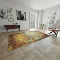 Tapis vintage Manhattan - Tapis vintage - 200x150cm, Rectangular - 100% Viscose - Tufté main - Or
