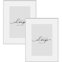 WOLTU 2x 30x40 cm Cornice Portafoto Da Parete,Cornice,Frontale Trasparente in Plexi, per Biglietti,senza gambe di sostegno,Argentato