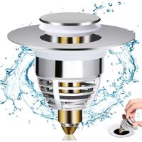 Jalleria Universal Sink Drain Plug Pop Up Drain Plug with 2 Seals for Bathtub Kitchen Sink (Drain Hole 32-42mm) MUMU