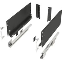 Schubladensystem JUNKER SLIM anthrazit H: 167 mm SoftClose bis 40 kg belastbar mit 13 mm schlanken Schubladenzargen - Nennlänge 500 mm