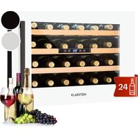 Klarstein Cave a Vin Encastrable, Caves à Vin de 57L avec une Porte en Verre, Cave a Vins à Zone Unique, Bar Intérieur/Extérieur, Frigo Vin, Cave a Vin de Vieillissement, Cave à Vin 24 Bouteilles