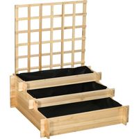 Jardinière 3 niveaux bois Abete avec grille, tissu non tissé 95x95x110 cm