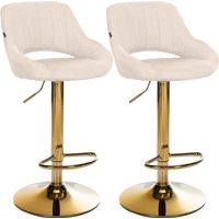 Lot de 2 tabourets de bar Milet en tissu Crème métal or