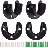 4Pcs Tringle à Rideaux en Forme de U, Support de Tringle à Penderie à Rideaux, Douilles de Poteau de Penderie en Acier Inoxydable, Support de Bride, Extrémité de Tige de Penderie avec Vis, Noir