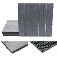 Carreaux en WPC, HWC-E21, aspect bois pour terrasse, structure 3-D, enduit gris - 4 carreaux à 50x50 cm - 1 m²
