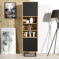 Harmony Display Cabinet 175cm - Dark Oak with Black Matt Doors