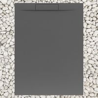 Duschwanne 140X95 cm GRAU RAL 7037 Vulcano Line PLUS aus Kunstharz und Marmorpulver mit Seitengitter AUS MARMORESINA - FRASCIO