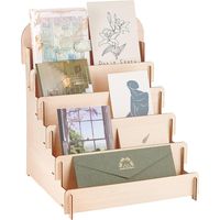 Espositore per biglietti d'auguri a 5 ripiani, espositore per cartoline in legno, portacartoline portatile per biglietti fotografici, bancone per vendita al dettaglio