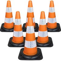 Cone de signalisation routière, pour la Maison et l'entreprise, cônes d'interdiction de stationner Robustes en PVC 100% recyclé, fiables, imperméables et résistants au Vent de 45 cm, Paquet de 6