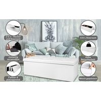 White foldable storage bench 115x38x38cm mdf