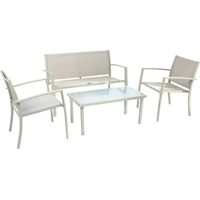 SET 4 PZ SALOTTO SALOTTINO DA GIARDINO ESTERNO DIVANO DIVANETTO POLTRONE TAVOLINO TORTORA