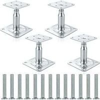 Lot de 4 supports de poteau surélevés galvanisés réglables de 100 à 150 mm, support de toit robuste pour construction