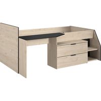 Lit Combine enfant - Decor Chene Jackson et Noir - 90 x190/200 cm - KIM