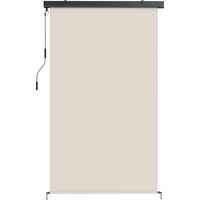 Store enrouleur en polyester anti-UV avec cassette et manivelle en aluminium, 250 x 160 cm, blanc crème