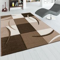 Paco Home Tapis De Créateur Aux Contours Découpés à Carreaux En Marron Beige 80x300 cm
