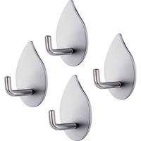 Adhesive hooks, 4 pieces, self-adhesive hooks, 304 stainless steel wall hooks, waterproof wall hooks, 3 kg