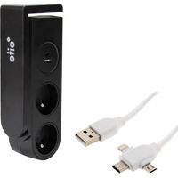 Câble USB universel C/Micro USB + multiprise clipsable Gekko - Otio,