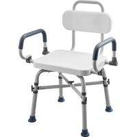 Mophorn Silla de baño con asiento giratorio, brazos y respaldo, capacidad 226 kg, altura ajustable de 415 a 540 mm, diseñada para adultos, personas mayores y personas con movilidad reducida