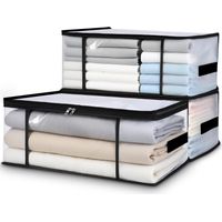 3 Sacs Rangement Vetement Transparente 35L,Boite Rangement Vetement en Transparente,Boîte Rangement Sous Lit Armoire,Housse Couette Pliable avec Poignées,Caisse rangement Pliable pour Armoires