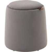 Tabouret, en velours, gris, 47,5 cm, pour maison et usage quotidien, format pratique, style facile à associer moderne