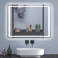SKY 90x65cm Bathroom Anti-Fog Mirror with Touch Switch, Adjustable white Colour LED Light,Memory Function,Wall-mounted Vanity Mirror