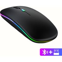 Souris Bluetooth sans fil double mode pour appareils Apple : silencieuse, rechargeable, idéale pour une utilisation bureautique sur ordinateur portable.
