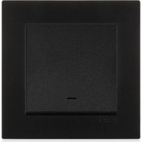 Interrupteur simple avec témoin lumineux noir métallisé – 201/14E EXEN – ensemble complet (mécanisme + plaque inclus)