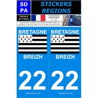 2 autocollants Region Departement 22