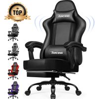 Authmic – Chaise gaming ergonomique inclinable 90° à 170° – Repose-pieds escamotable – Support lombaire – Roulettes silencieuses 360°