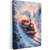 TABLEAU SUR TOILE Train de Noël - Neige - Hiver - Noël Cadre Décoration Murale 40x60 cm