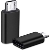 2 Pièces USB C Adaptateur, Micro USB vers USB C, Adaptateur USB C vers Micro USB Connecteur, Adaptateur Type C Fem Micro USB Male Connecteur pour PC, Galaxy, Mate, etc (Noir)