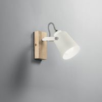 Aplique Eda AP de madera y metal blanco con luz orientable estilo escandinavo