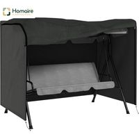 HOMAIRE Abdeckung pour Hollywoodschaukel 3 places en tissu Oxford 600D, résistante à l'eau, à l'UV et à l'hiver, 205x124x164cm, noir-gris